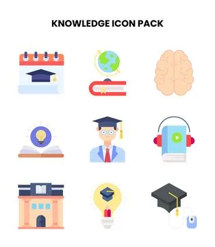 Knowledge Flat Set Icons Pack Stock Illustration