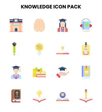 Knowledge Flat Set Icons Pack Illustrazione stock
