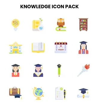 Knowledge Flat UI Icons Pack Stock Illustration