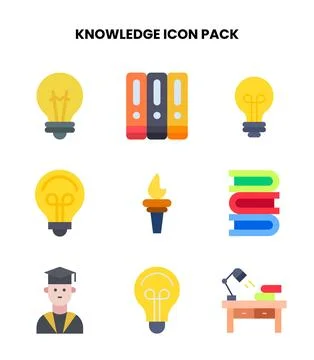 Knowledge Flat Vector Icons Pack Stockillustratie