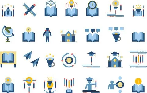Knowledge Flat Vectors Icons Stock Illustration