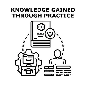 Knowledge gained through practice and learning skills Stock Illustration