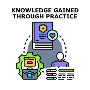 Knowledge gained through practice and learning skills Stock Illustration