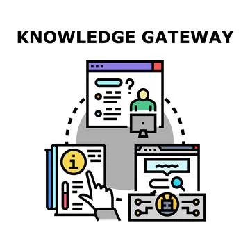 Knowledge gateway linking information and support services Stock Illustration