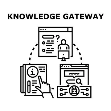 Knowledge gateway linking information and support services Stock Illustration