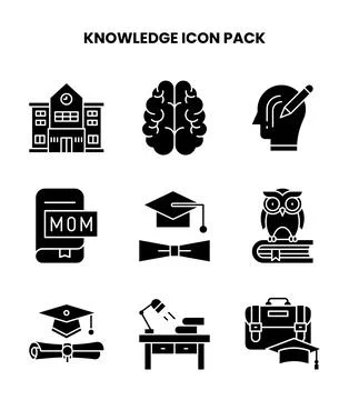 Knowledge Glyph Bundle Icons Pack Stockillustratie