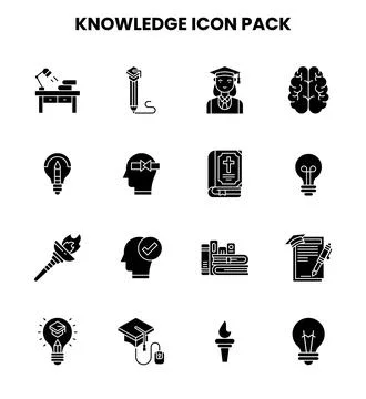 Knowledge Glyph Collection Icons Pack Illustrazione stock