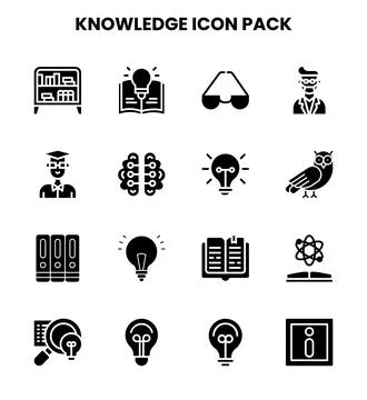 Knowledge Glyph Design Icons Pack Illustrazione stock