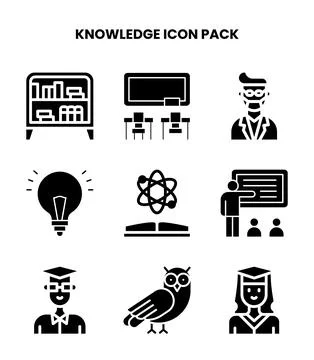Knowledge Glyph Design Icons Pack 스톡 일러스트
