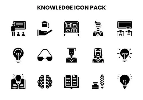 Knowledge Glyph Graphics Icons Pack Stock Illustration