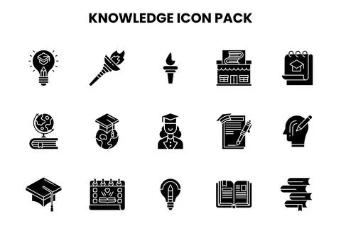 Knowledge Glyph Icons Pack Illustrazione stock