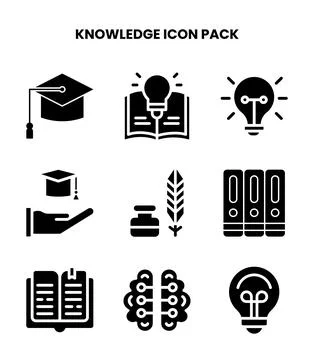 Knowledge Glyph Scalable Icons Pack Stock Illustration