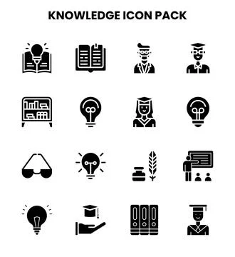 Knowledge Glyph UI Icons Pack Stock Illustration