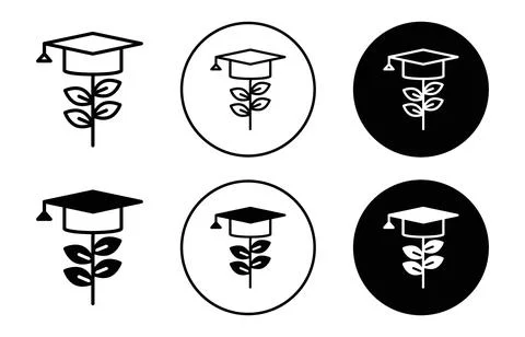 Knowledge Growing icon Outline flat Icon Stock Illustration