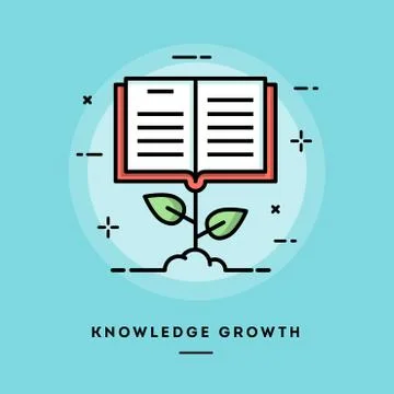 Knowledge growth, flat design thin line banner Stock Illustration