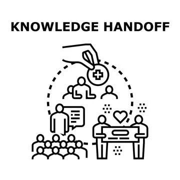 Knowledge handoff concept with people sharing experience Stock Illustration