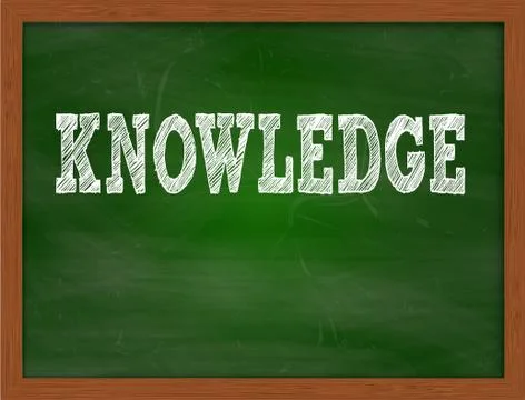 KNOWLEDGE handwritten text on green chalkboard Illustrazione stock