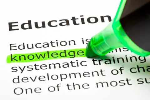 'knowledge' highlighted in green Stock Photos