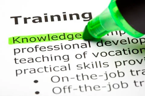 'knowledge' highlighted, under 'training' Stock Photos