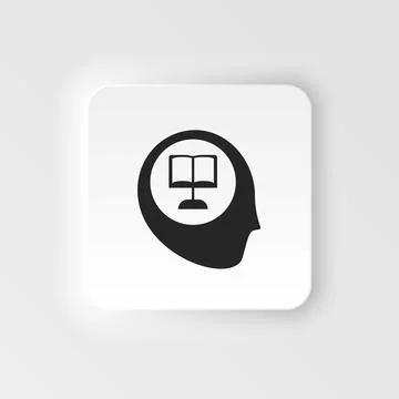 Knowledge, human, reader, science. Bioengineering neumorphic style vector icon Stock Illustration
