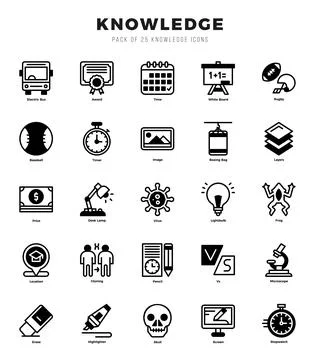 Knowledge Icon Bundle 25 Icons for Websites and Apps Stock Illustration