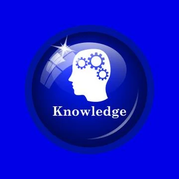 Knowledge icon. Internet button on blue background. . Stock Illustration