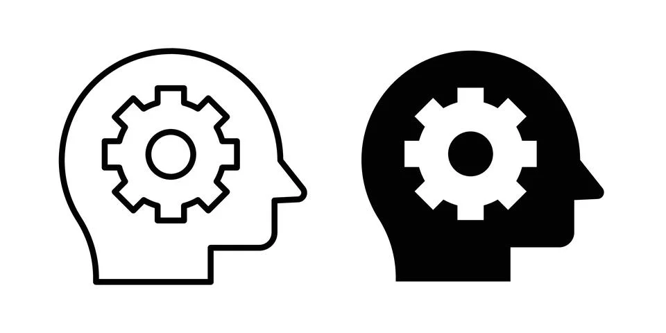 Knowledge icon logo. Outline style icons with flat versions Stock Illustration