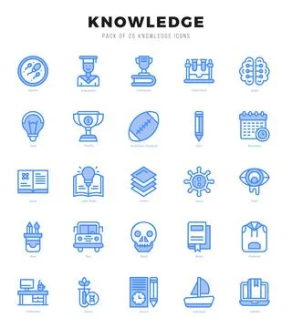 Knowledge Icon Pack 25 Vector Symbols for Web Design. Stock Illustration