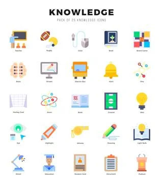 Knowledge Icon Pack 25 Vector Symbols for Web Design. Stock Illustration