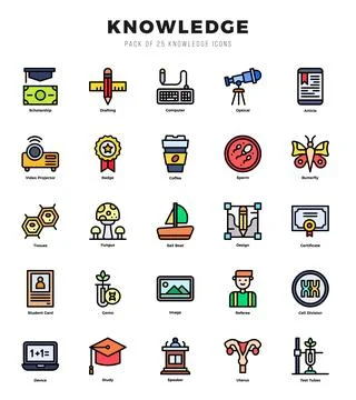 Knowledge icon pack for your website. mobile. presentation. and logo design. Stock Illustration
