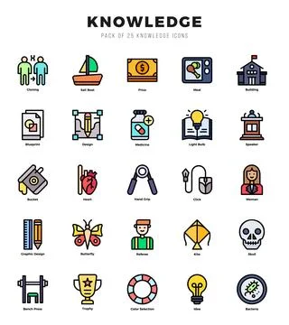 Knowledge Icons bundle. Lineal Color style Icons. Vector illustration. Stock Illustration