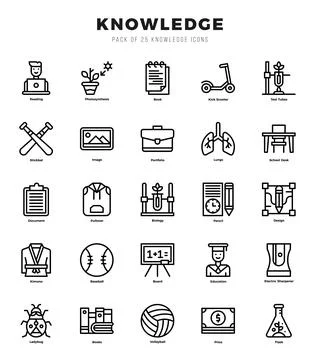 Knowledge Icons bundle. Lineal style Icons. Vector illustration. 스톡 일러스트