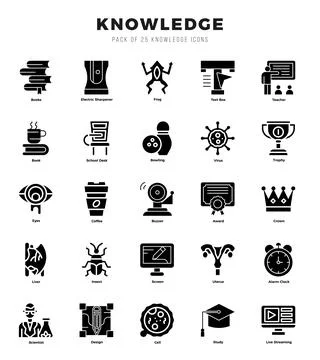 Knowledge Icons Pack. Glyph icons set. Glyph icon collection set. 스톡 일러스트