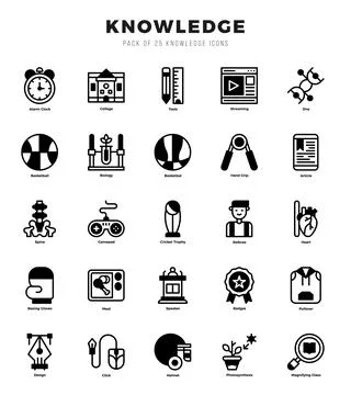 Knowledge Icons Pack Lineal Filled Style. Vector illustration. Ilustración de archivo