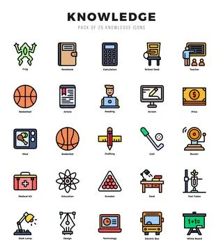 Knowledge icons set. Collection of simple Lineal Color web icons. Stock Illustration
