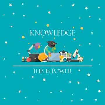 Knowledge illustration concept with text ,education icon set in flat style Stock Illustration
