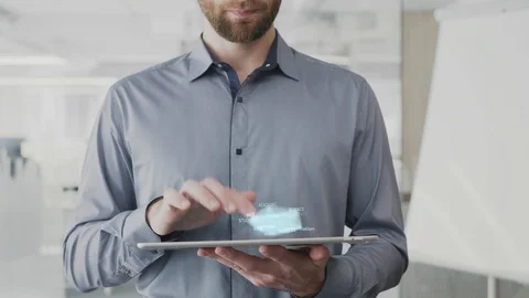 Knowledge, information, research, school, book word cloud made as hologram used Stock Footage 99694035