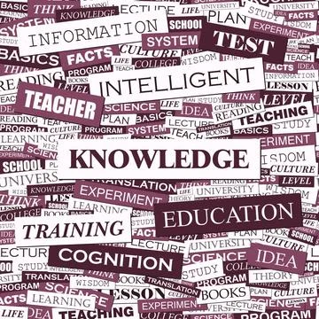 KNOWLEDGE KNOWLEDGE. Concept illustration. Graphic tag collection. Wordclo... Stock Photos