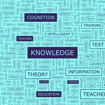 KNOWLEDGE KNOWLEDGE. Word cloud illustration. Tag cloud concept collage. C... Foto stock