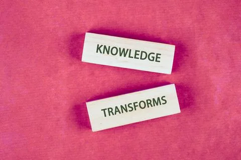 Knowledge learning innovation concept. KNOWLEDGE TRANSFORMS words assembled from Stock Photos