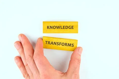 Knowledge learning innovation concept. KNOWLEDGE TRANSFORMS words made from Stock Photos