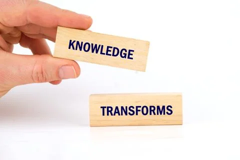 Knowledge learning innovation concept. KNOWLEDGE TRANSFORMS words made from Stock Photos