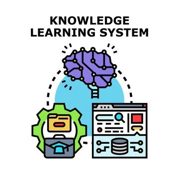 Knowledge learning system developing digital education process Stock Illustration