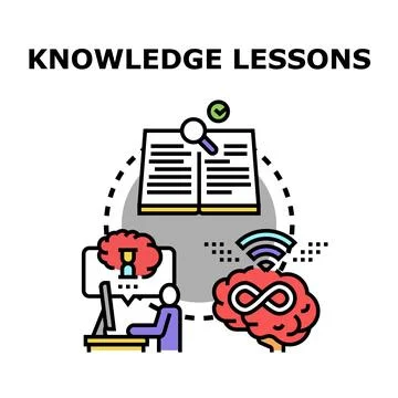 Knowledge lessons acquiring online and perpetual learning concept Stock Illustration