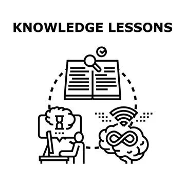 Knowledge lessons acquiring online and perpetual learning concept Stock Illustration