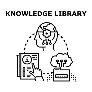 Knowledge library digital information access and learning concept Stock Illustration