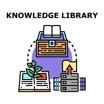 Knowledge library organizing digital and analog information Stock Illustration