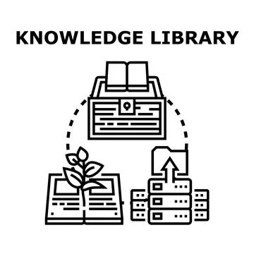 Knowledge library organizing digital and analog information Stock Illustration