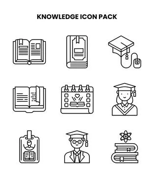 Knowledge Line Bundle Icons Pack Stock Illustration
