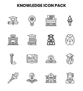 Knowledge Line Bundle Icons Pack Stock Illustration
